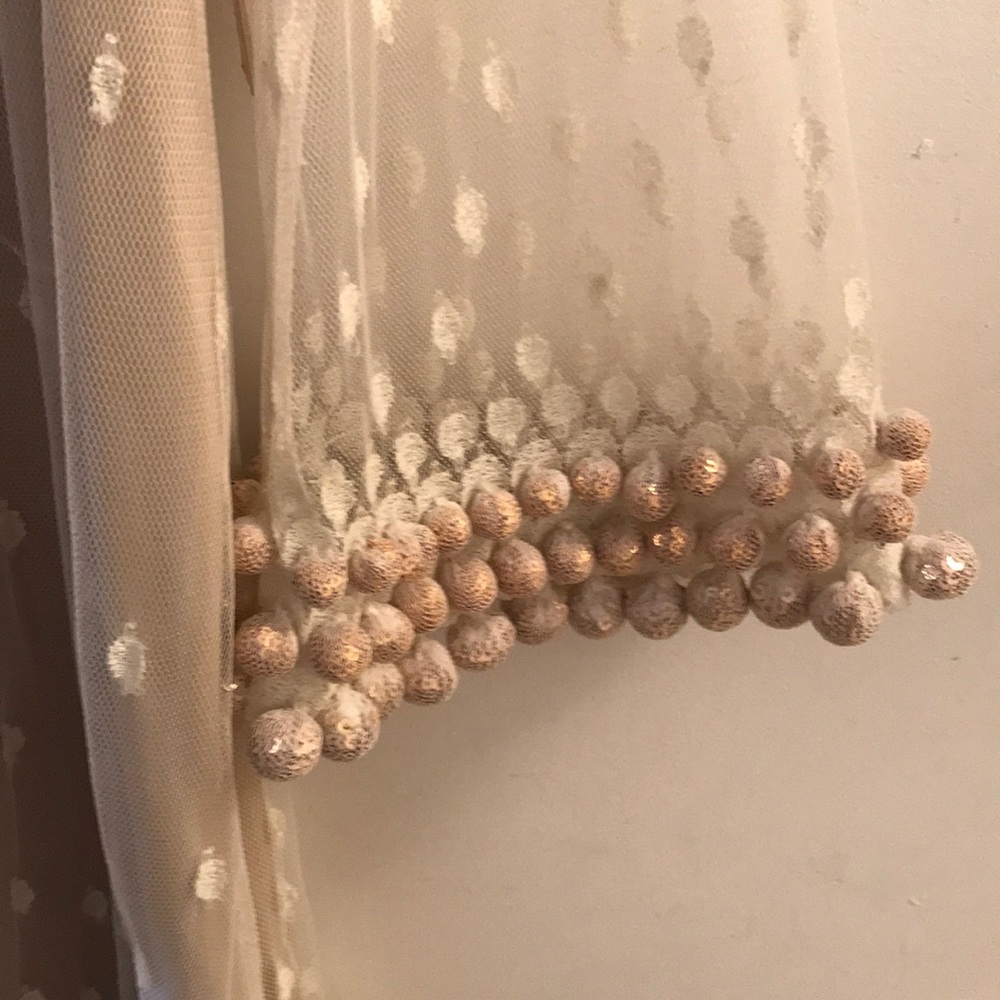Embroidered mesh dress with sequin Pom poms - Picture 3 of 6